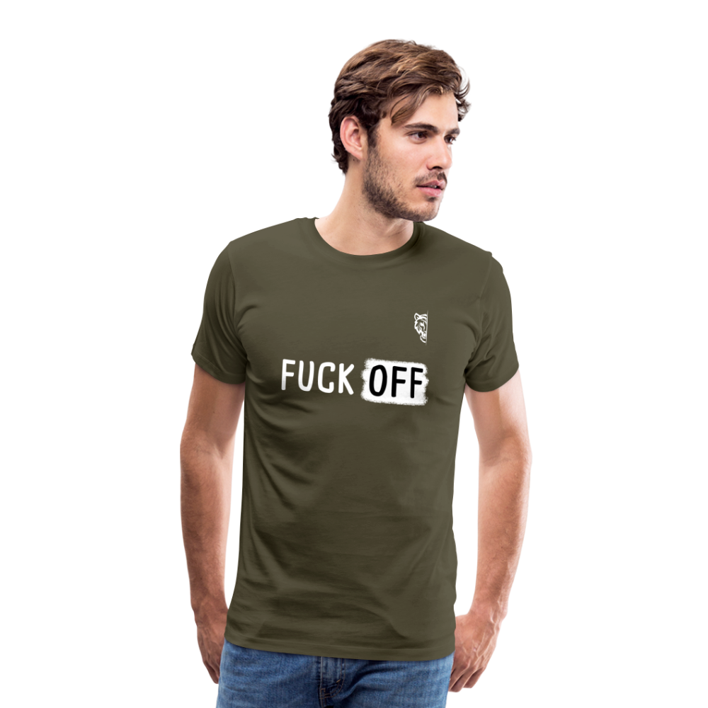 FUCK OFF Premium T-Shirt (White Lettering) - khaki