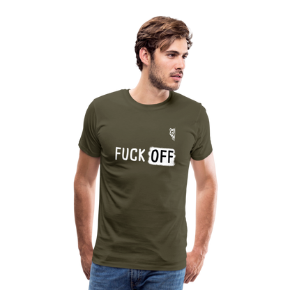 FUCK OFF Premium T-Shirt (White Lettering) - khaki